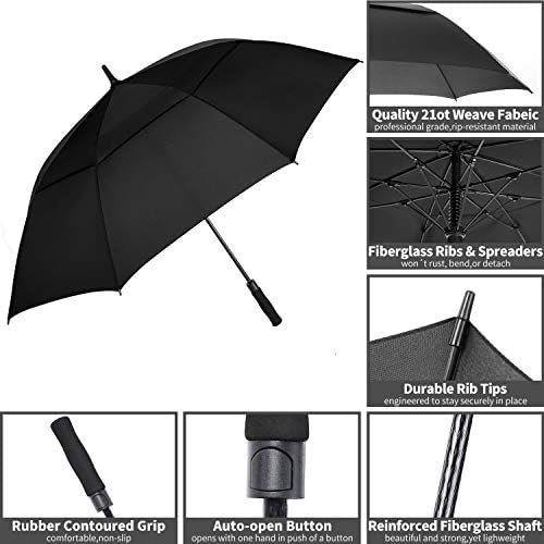 MRTLLOA 54/62/68/72 Inch Automatic Open Golf Umbrella, Extra Large Oversize Double Canopy Vented Windproof Waterproof Stick Umbrellas for Rain - Image 3