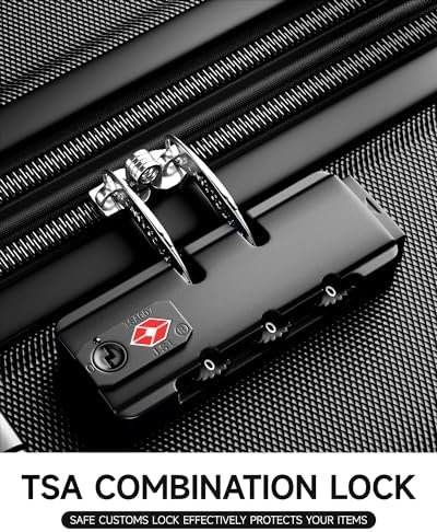 Expandable Luggage Sets 3 Piece Set, Hard Shell Spinner Suitcase Set, 20/24/28In Carry-on and Checked Luggage(Black) - Image 6