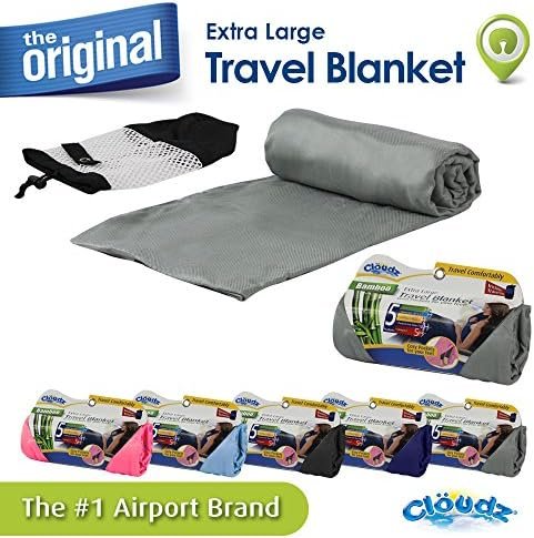 Cloudz Extra Large Travel Blanket Includes Cozy Pockets for your Feet and a Travel Bag - Charcoal - Image 2