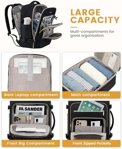 LOVEVOOK Large Travel Backpack for Women, Carry On Bag Backpack Flight Approved, 40L TSA Personal Item Travel Bag with 3 Packing Cubes, Waterproof 17 Inch Laptop Hiking Casual Bag Backpack - Image 5