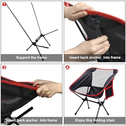 Camping Chairs Portable, Foldable Backpacking Chair for Adults, Folding Chairs for Outside Camp Sports Beach Travel Hiking - Image 7