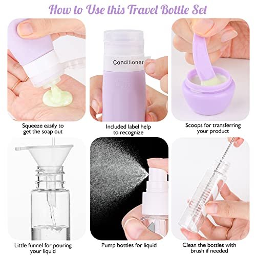 16 Pcs Silicone Bottles Set, Leak-Proof Design, Travel Size, TSA Approved for Toiletries, Portable Containers and Best Gifts for Women (BPA Free) - Image 6