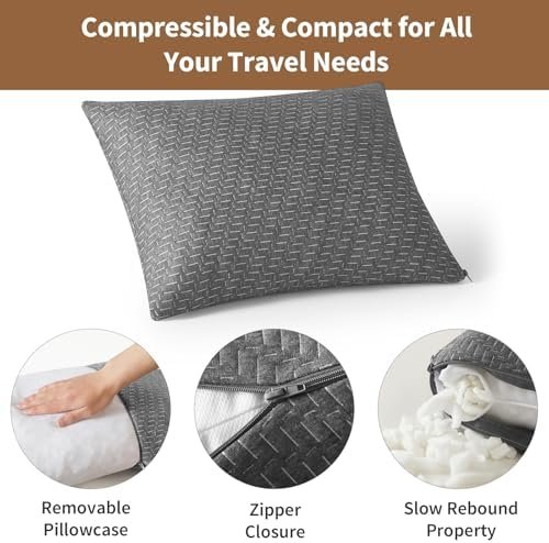 Small Shredded Memory Foam Pillow, Camping Pillow Travel Pillow - Compressible Medium Firm, Breathable Cover, Ideal Backpacking Hiking, Airplane and Car - Image 5