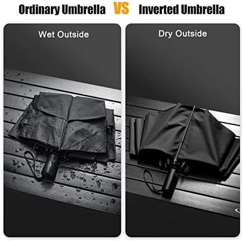 G4Free Large Umbrella 54 Inch Windproof Travel Umbrellas for Rain, Small folding Compact Reverse Umbrella with 10 Ribs Automatic Open Close (Black) - Image 5