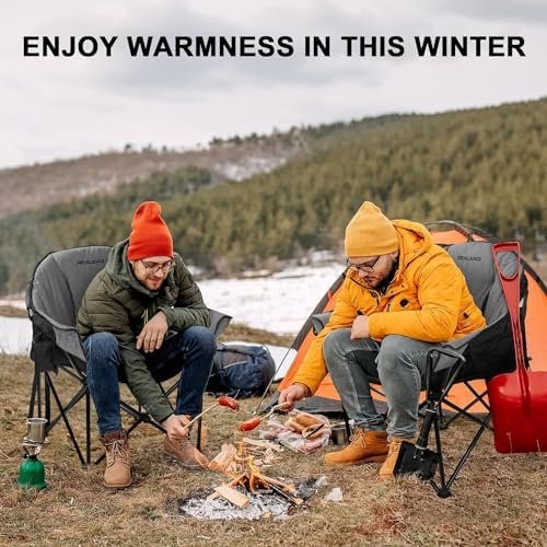 REALEAD Oversized Heated Camping Chair | Fully Thick Padded | Heated Chairs for Outdoor Sports with Back and Seat Heating | Heated Folding Chair for Adults | Support 400lbs | Battery NOT Included - Image 2