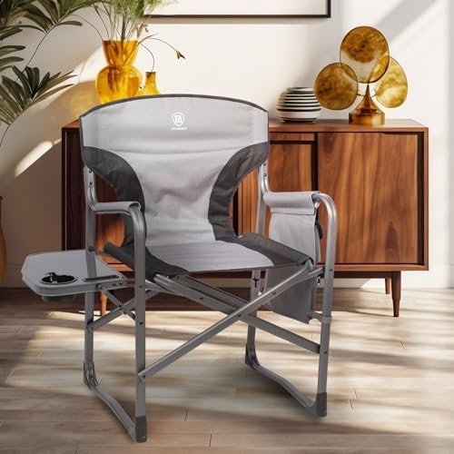 EVER ADVANCED Lightweight Folding Directors Chairs Outdoor, Aluminum Camping Chair with Side Table and Storage Pouch, Heavy Duty Supports 350LBS - Image 9