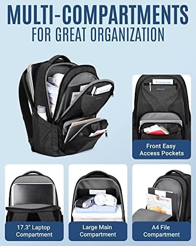 LIGHT FLIGHT Travel Backpack, Laptop Backpack for Men,17.3 Inch Computer Backpack Business Back Pack, Work Bag with USB Charging Hole, 40L Large Casual Daypack, Black grey - Image 3