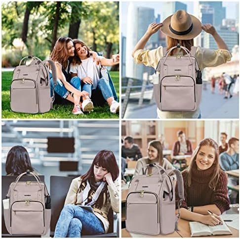 VANKEAN 15.6-16.2 Inch Laptop Backpack Carry On for Women Computer Work Backpack, Water Proof College Daypack with USB Port RFID Pocket, Business Travel Light Dusty Pink - Image 7