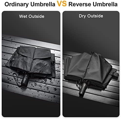 G4Free 46/54/62 Inch Large Compact Golf Umbrella Windproof 10 Ribs Reverse Travel Umbrella for Rain Double Canopy Vented Umbrella Automatic Open Close - Image 3