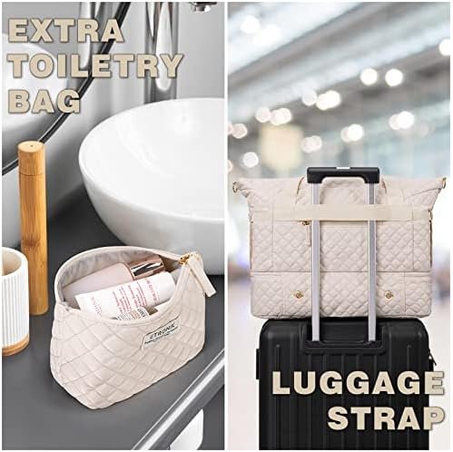 ETRONIK Travel Bag，Weekender Bags for Women，Personal Item Travel Bag with Wet Pocket，Duffel Bag for Travel with Shoes Compartment，37L Hospital Bag for Labor and Delivery (Beige) - Image 5