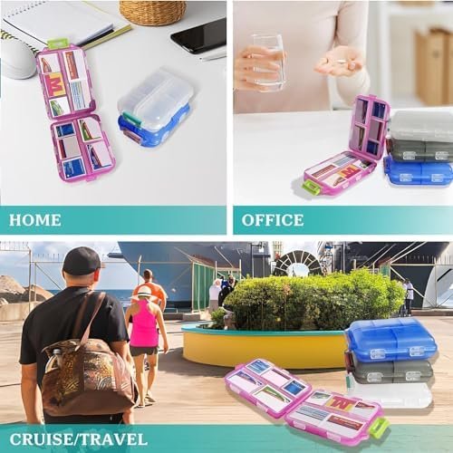 Pill Organizer with Medicine Labels Travel Daily Pill Container Mini Medication Organizer Storage Pill Organizer Travel Essentials Pill Case 7 Day Pill Organizer(White & 161 Lables) - Image 6