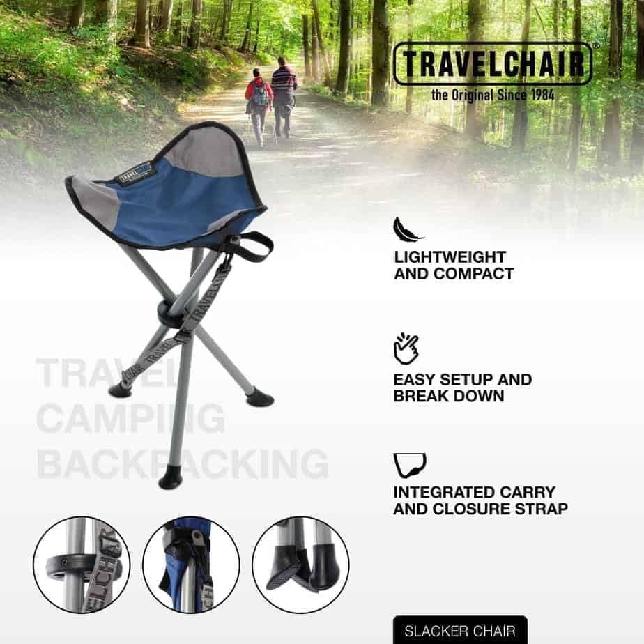 Travel Chair Slacker Tripod Chair for Camping, Lightweight Chair, Adjustable Carry Strap for Easy Transport | Oversized Duck Feet for Improved Stability | Perfect for Outdoor Adventures (Black) - Image 6