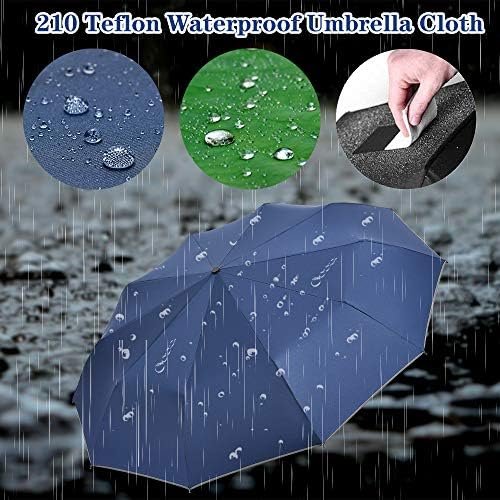 FDJASGY Windproof Travel Umbrella with Teflon Coating Auto Open Close Lightweight Sun&Rain Umbrella with 10 Rib Construction and Reflective Stripe Zipper Pouch - Image 5