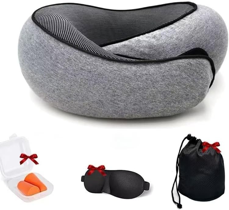 Travel Pillow,Neck Pillow,100% Pure Memory Foam,Comfortable Breathable,Stowable,360° Travel Neck Pillows for Sleeping, Car, Airport