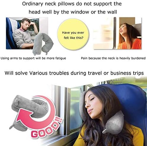 Travel Pillow Neck Pillows Travel Essentials Traveling on Airplane Twist Memory Foam, Bus, Train at Home(Grey Memory Foam) - Image 7
