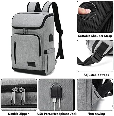YALUNDISI Laptop Backpacks Travel Backpack Carry On Backpack Casual Daypack with USB Charging Port for Men Women Grey - Image 4
