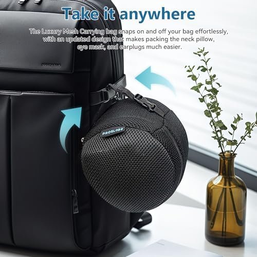 Travel Neck Pillows for Airplanes, Sleeping Essentials for Long Flight, 360° Head Support, Car and Airplane Kit with 3D Contoured Eye Mask, Earplugs and Luxury Mesh Bag (Adult, Grey) - Image 6