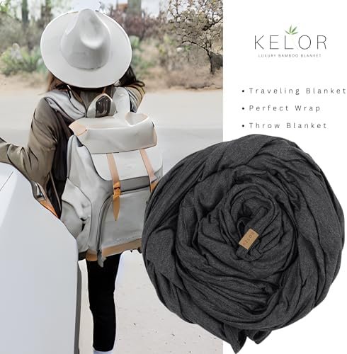 Luxury Viscose derived from Bamboo Wrap Blanket - Stretchy, Lightweight Soft & Breathable - Cooling Viscose with Spandex, Versatile Travel Blanket - Shawl (Grounded Gray, Single-Sided) - Image 4