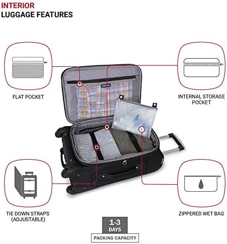 SwissGear Sion Softside Expandable Luggage, Black, Carry-On 21-Inch - Image 4
