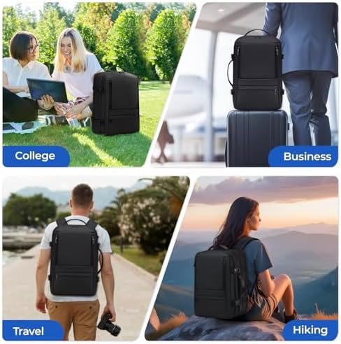 Carry On Travel Backpack for Airplanes | 40L Suitcase Backpack Luggage Business Weekender Bag - Expandable Travel Backpack Carry On Flight Approved for Men Women - Black - Image 6