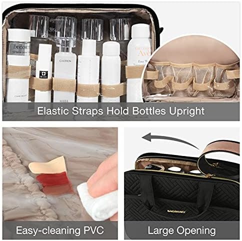 BAGSMART Large Toiletry Bag, Travel Makeup Organizer, Water-resistant Makeup Cosmetic Bag Door Room Essentials Travel Bag for Accessories, Shampoo, Full Sized Container, Toiletries (Black, Large) - Image 5