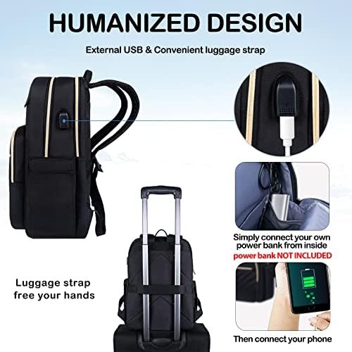 VANKEAN 15.6 Inch Laptop Backpack for Women Men Work Bag Fashion with USB Port, Waterproof Backpacks Nurse Stylish Travel Bags Casual Daypacks for College, Business, Black - Image 4