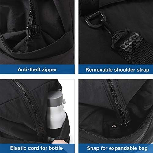 BAGSMART Gym Bag for Women, Carry on Weekender Overnight Bag, Travel Duffel Bags with Trolley Sleeve, Personal Item Travel Bag Tote Bag Workout Dance Bag, Black-Medium - Image 3