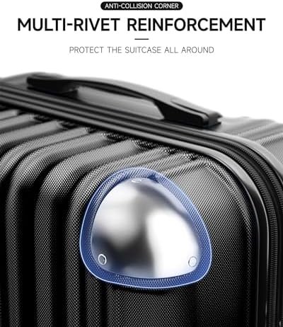 Expandable Luggage Sets 3 Piece Set, Hard Shell Spinner Suitcase Set, 20/24/28In Carry-on and Checked Luggage(Black) - Image 5