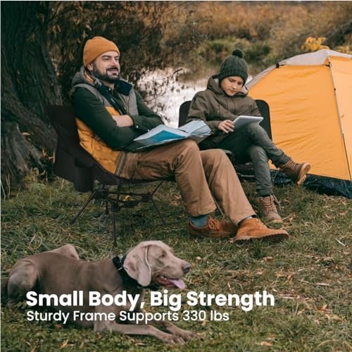 UltraPort Portable Camping Chair, Lightweight Foldable Chair, Ultralight Backpacking Chair for Outdoor Camp, Hiking, Travel, Beach, and Picnic - Compact Design (Black) - Image 8