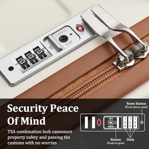 imiomo 3 Piece Luggage Sets,Suitcase with Spinner Wheels,Luggage Set Clearance for Women, Lightweight Rolling Hardside Travel Luggage with TSA Lock (Beige, 5PCS) - Image 2