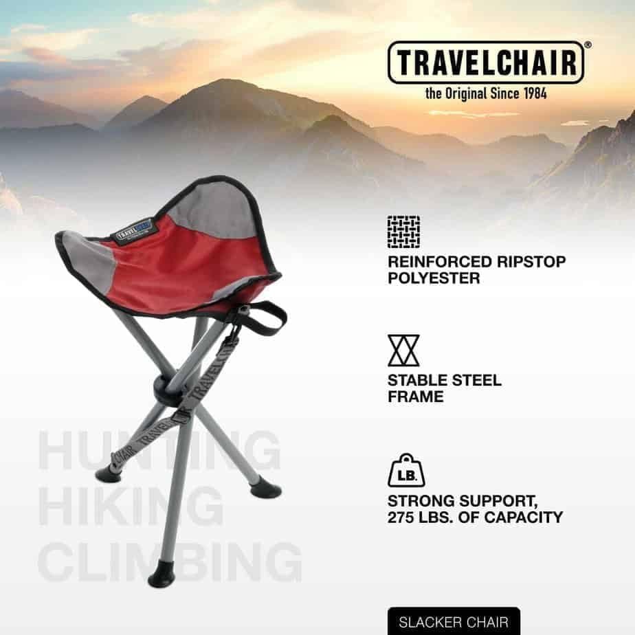 Travel Chair Slacker Tripod Chair for Camping, Lightweight Chair, Adjustable Carry Strap for Easy Transport | Oversized Duck Feet for Improved Stability | Perfect for Outdoor Adventures (Black) - Image 7