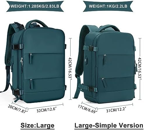coowoz Large Travel Backpack For Women Men,Carry On Backpack,Hiking Backpack Waterproof Outdoor Sports Rucksack Casual Daypack Travel Essentials（Peacock Blue Minimalist） - Image 2