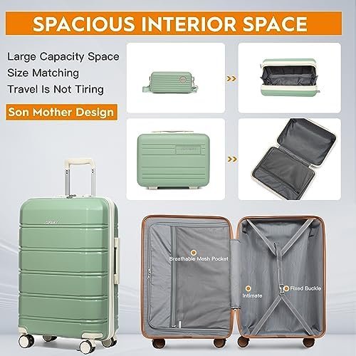 Joyway Luggage Carry-On Suitcases 20" Lightweight Polypropylene Carrying Case with TSA Lock,Rigid Luggage Sets with Swivel Wheels,14" Cosmetic Bag & 7" Small Bag - Image 3