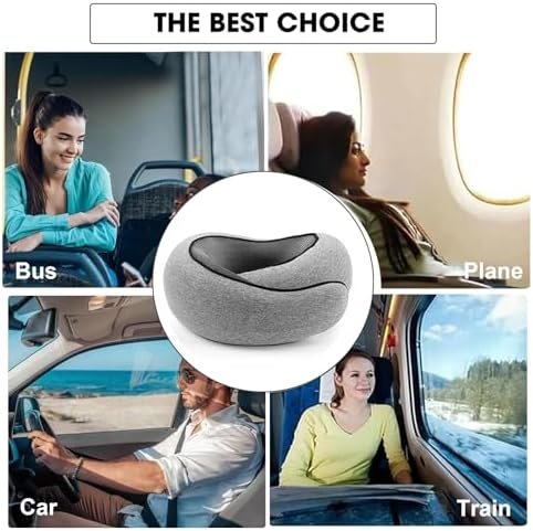 RURING Travel Pillows for Airplanes, Travel Neck Pillow Travel Pillow, Neck Pillow Airplane Memory Foam Travel Pillow 360 Degree Support Stowable Pillows for Airplanes Offices and Cars (Dark Gray) - Image 7