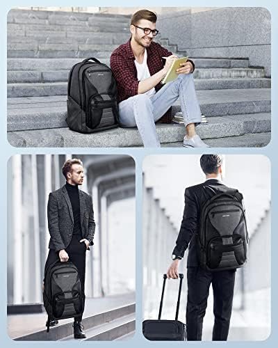 LIGHT FLIGHT Travel Backpack, Laptop Backpack for Men,17.3 Inch Computer Backpack Business Back Pack, Work Bag with USB Charging Hole, 40L Large Casual Daypack, Black grey - Image 7