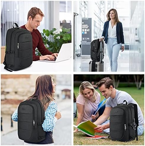 AMBOR Travel Laptop Backpack for Men, 15.6-17.3 inch Laptop Backpack for School, Anti Theft Business Work Backpack with USB Charging Port, Water Resistant College Computer Bag for Men & Women, Black - Image 7