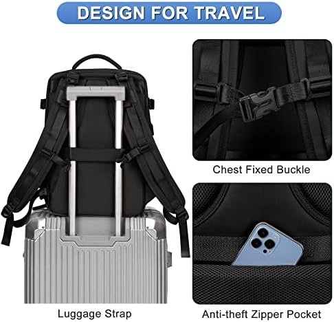 coofay Travel Backpack For Women Men Airline Approved Carry On Backpack Flight Approved Waterproof Sports Luggage Backpack Casual Daypack Small Hiking Backpack Black Backpack - Image 7