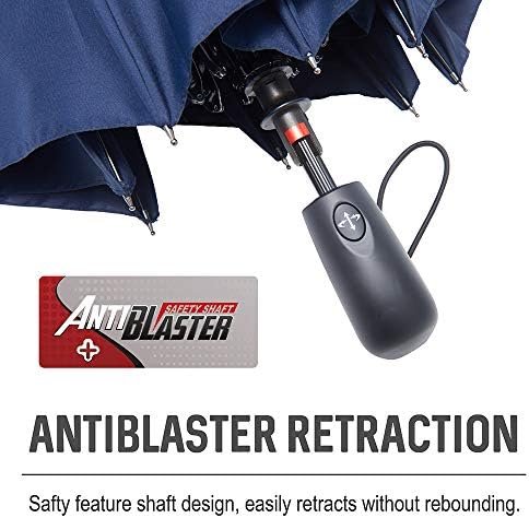 Large Umbrella Windproof 54 Inch Folds Into Portable Travel Size - Big Enough To Comfortably Fit In 2 Adults - Auto Open Close and Patented Vortex System For Superior Safety And Durability (Black) - Image 3