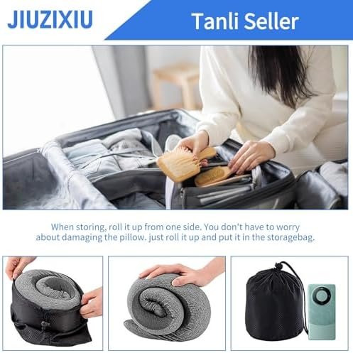 Travel Pillow,Neck Pillow,100% Pure Memory Foam,Comfortable Breathable,Stowable,360° Travel Neck Pillows for Sleeping, Car, Airport - Image 6