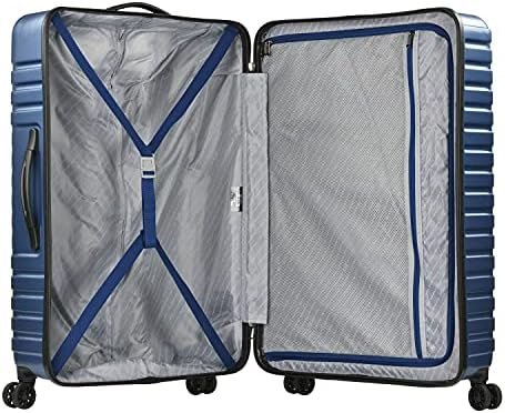 U.S. Traveler Boren Polycarbonate Hardside Rugged Travel Suitcase Luggage with 8 Spinner Wheels, Aluminum Handle, Navy, Checked-Large 30-Inch - Image 7