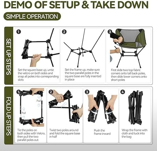MARCHWAY Ultralight Folding Camping Chair, Heavy Duty Portable Compact for Outdoor Camp, Travel, Beach, Picnic, Festival, Hiking, Lightweight Backpacking (Green) - Image 6
