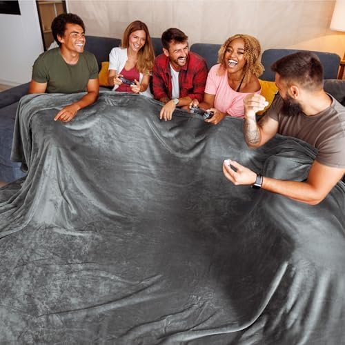 Bedsure Oversized King Fleece Blanket 120"x120" - Soft Cozy Extra Large Throw Blankets for Bed, Sofa, Couch, Travel, Camping, California King Warm Blanket in Winter 10x10, Dark Grey