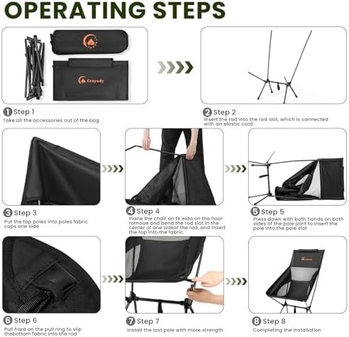 Folding High Back Camping Chair for Outside,Portable Camp Chair for Adults, Lightweight Compact with Carry Bag, for Hiking Lawn Picnic&Fishing(Black) - Image 4