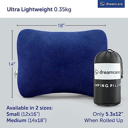 DREAMCARE Camping Pillow, Memory Foam Travel Pillow, Camping Accessories - Small Pillow Camping Essentials Camping Pillows for Sleeping, Backpacking Pillow, Travel Pillows for Sleeping (Medium,Blue) - Image 7