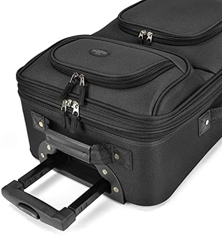 U.S. Traveler Lightweight Softside Suitcase, Rolling 20" Carry On Luggage, Black, Single - Image 3