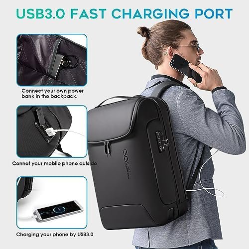 BANGE Men's Anti-Theft Backpack,Waterproof Fashion Travel Backpacks,High Tech Backpack with USB3.0 Charging Port,Business Laptop Backpack Fits 17.3 Inch Notebook… - Image 6