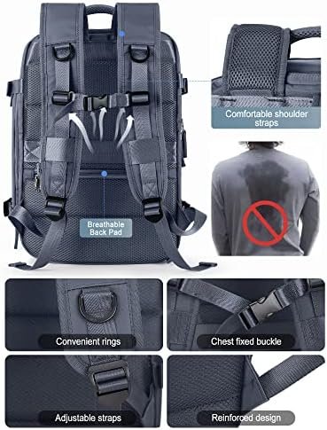 VGCUB Large Travel Backpack Bag for Women Men,Carry on Backpack,17 Inch Laptop Business Work Waterproof Backpack with Laptop Compartment,Person Item Flight Approved,Mochila de Viaje,Grey Blue - Image 8