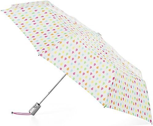 totes Automatic Open Water-Resistant Travel Foldable Umbrella, White Rain