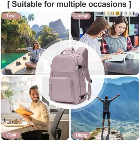 coowoz Travel Backpack for Women Man Travel Essentials Mochila de Viaje Personal Item Travel Backpack Carry on Flight Approved with Laptop Shoe Compartment Travel Must Haves Pink Purple - Image 6
