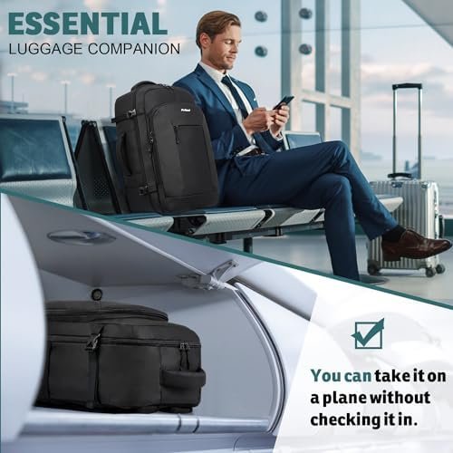 Travel Backpack for Women/Men,Waterproof Carry On Backpack with Laptop Compartment,Travel Essentials Backpack for Traveling,Business Hiking,Casual,Gym(Black) - Image 7